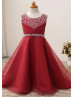 Beaded Satin Tulle Floor Length Flower Girl Dress